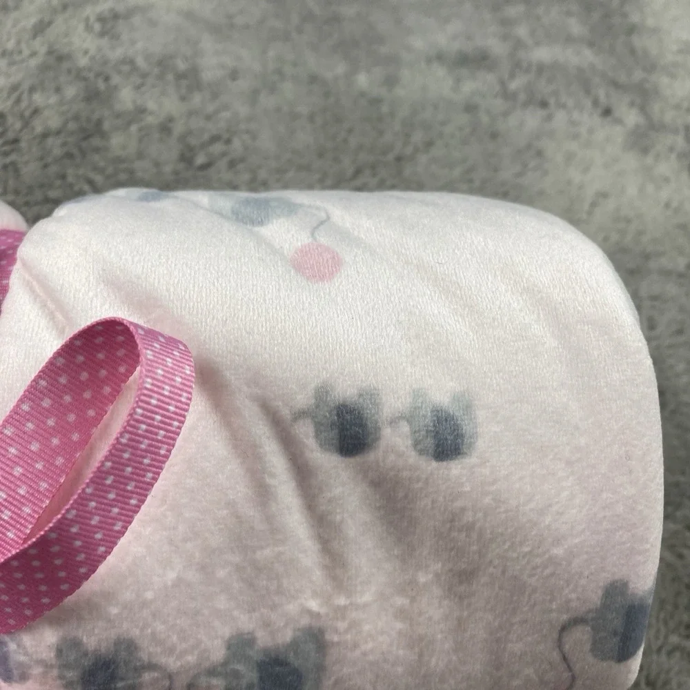 The Childrens Place‎ Baby Blanket Gray Pink Elephants Balloons Sherpa